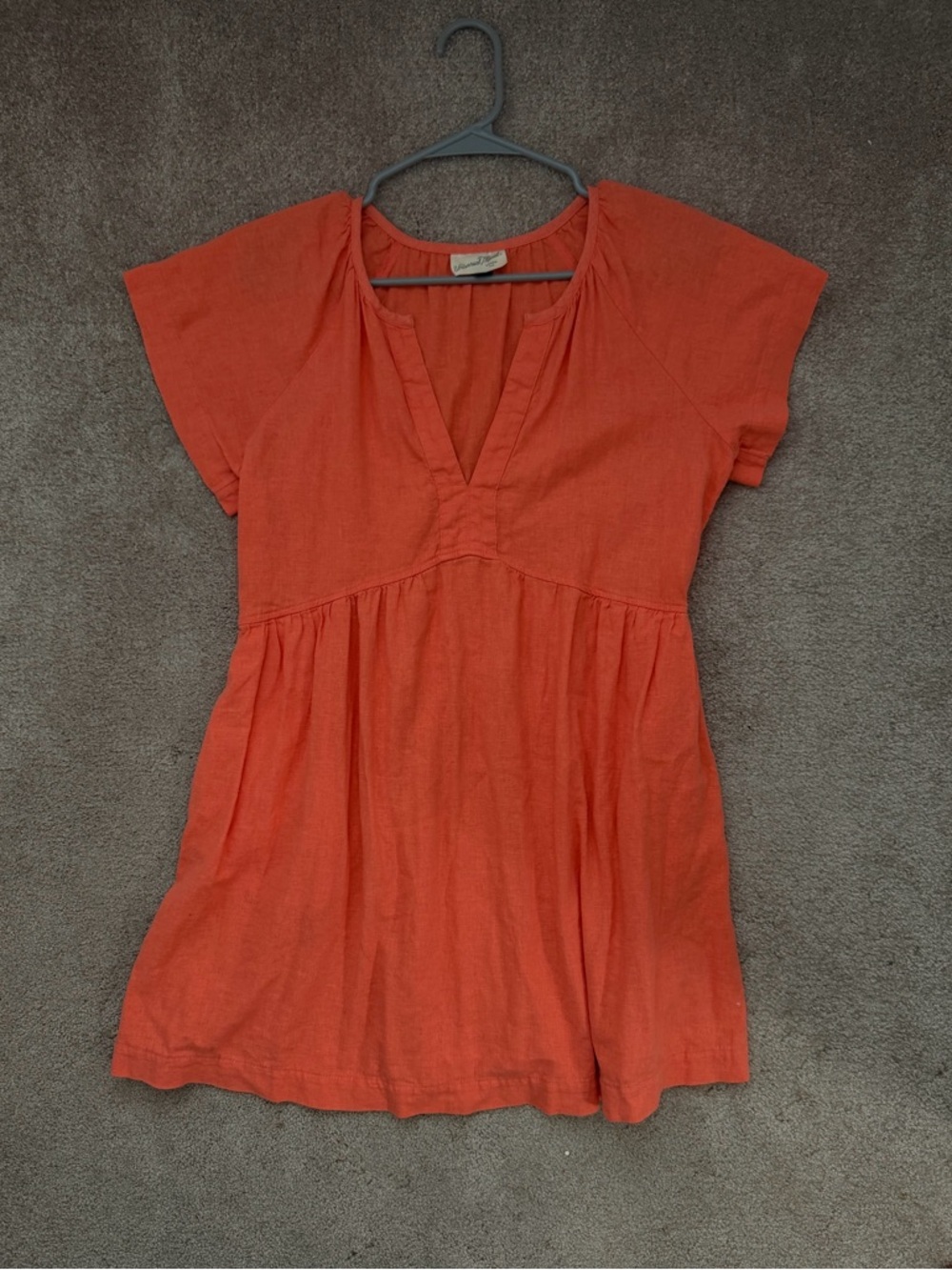 Universal Thread Coral V-Neck Short Sleeve Linen Blend Dress